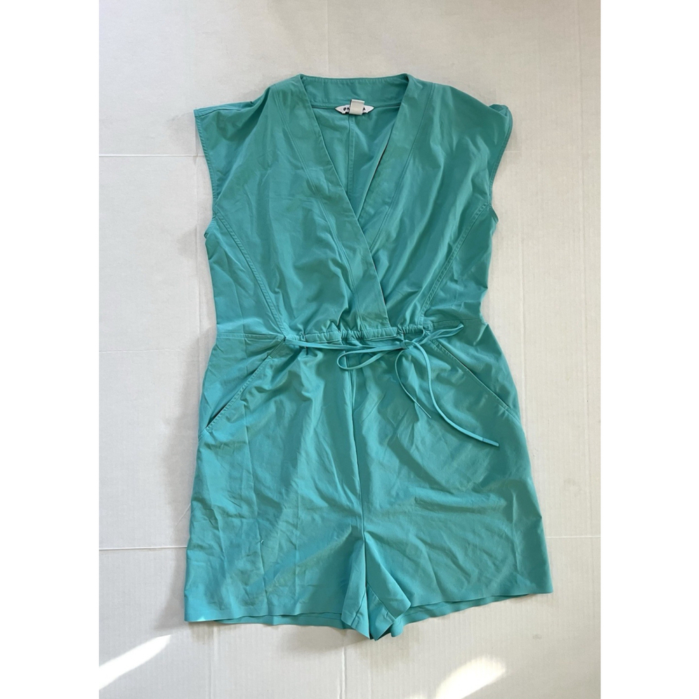 Athleta Marlow Short Sleeve Romper with Pockets Gulf Green Size Small